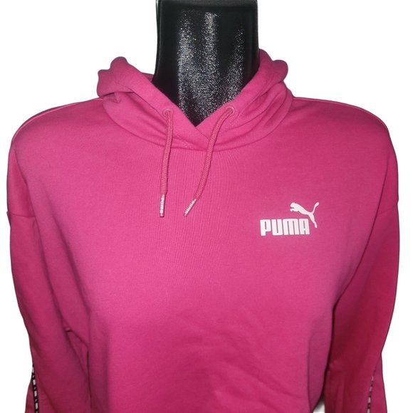 Puma Cropped Pullover Hoodie in Hot Pink S - Picture 2 of 7